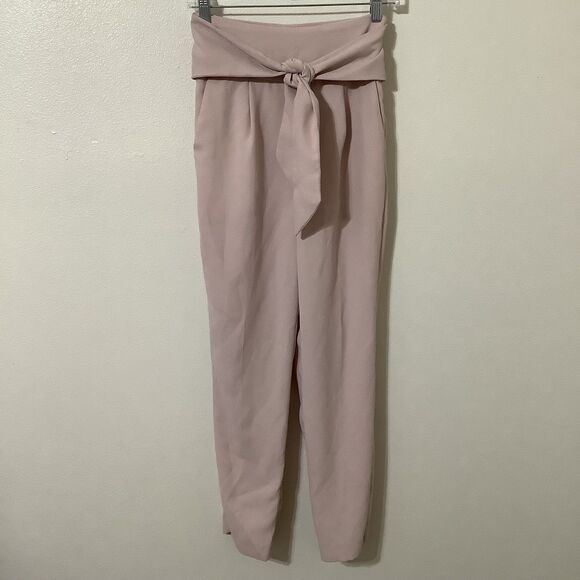 Express Baby Pink Minimalist Super High Rise Ankle Straight Leg Pants XS - Picture 1 of 11